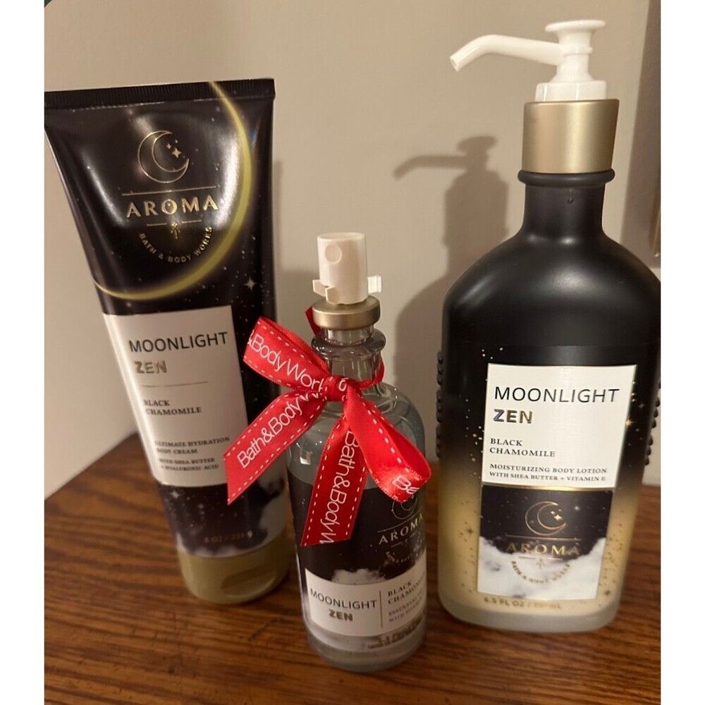 Bath & Body Works Moonlight Zen Black Chamomile Aromatherapy 3pc Set New